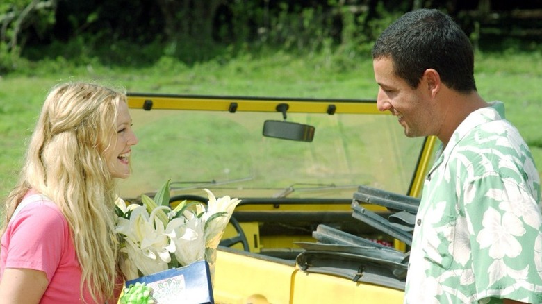 Drew Barrymore Adam Sandler convertible flowers Hawaii