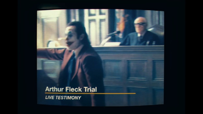 the Arthur Fleck Trial on television in the Joker 2 trailer