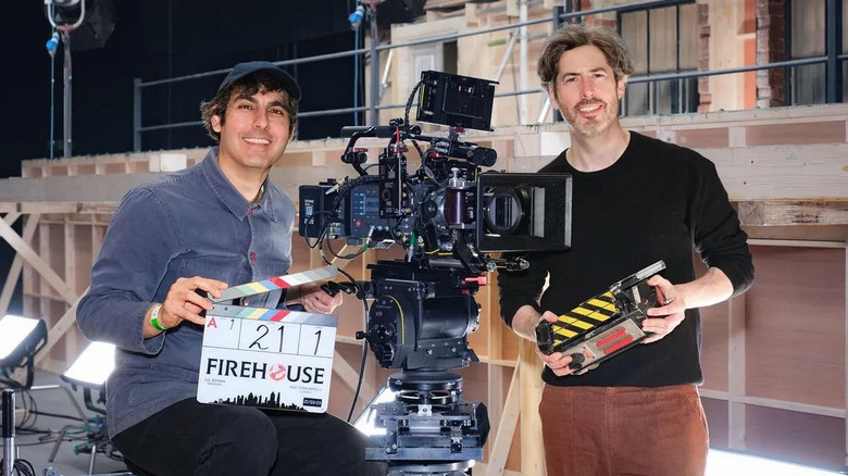 Gil Kenan and Jason Reitman on the set of Ghostbusters: Afterlife