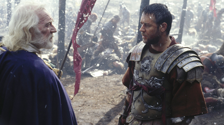 Richard Harris and Russell Crowe in Gladiator 2