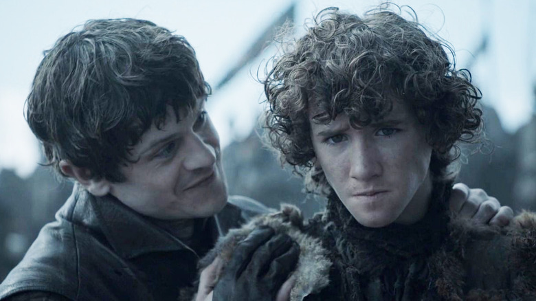 Iwan Rheon smiling Art Parkinson Game of Thrones