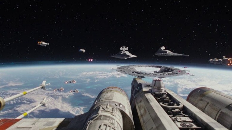 Spaceships ready for battle in Rogue One: A Star Wars Story